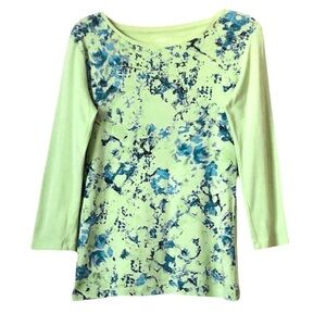 Lime Green and Blue Mediterranean Abstract Top